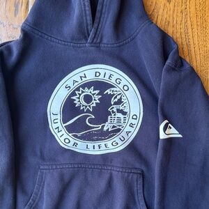 San Diego Junior Lifeguard Kids Quiksilver Navy Blue Hoodie (Youth Sm)